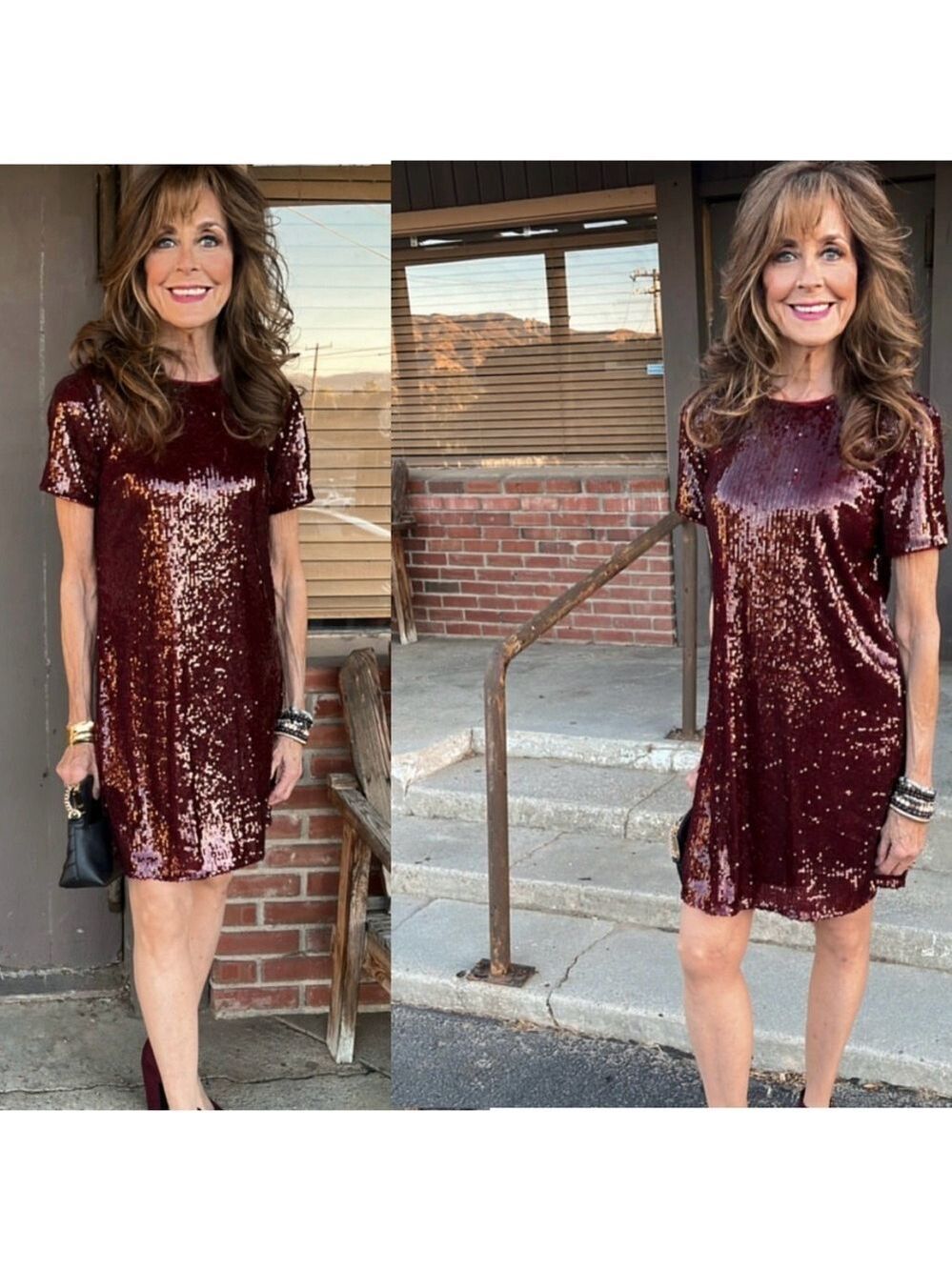 Abercrombie & Fitch burgundy sequin embellished short sleeve mini dress S NWT